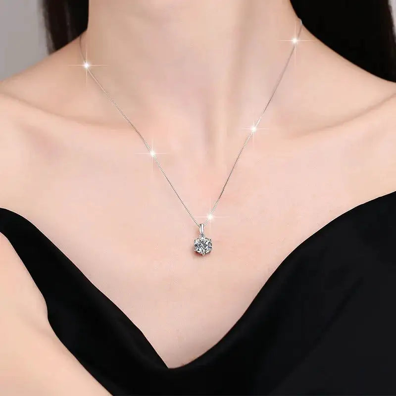 Necklace in Sterling Silver — Moissanite Pendant — product view 4