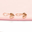 14K Rose Gold Heart Shaped Drop Earrings For Women Glossy Classic Jewelry