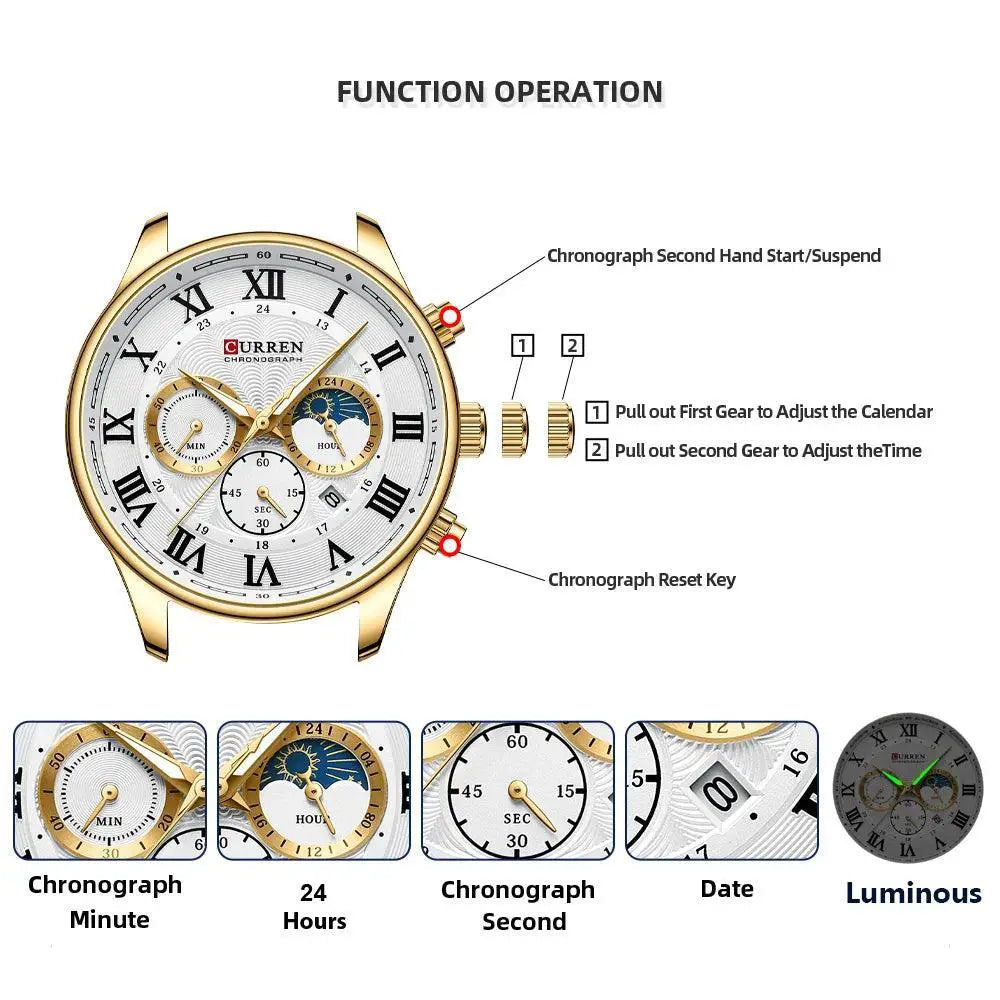 Waterproof Chronograph Watch For Men Sports Timepiece
