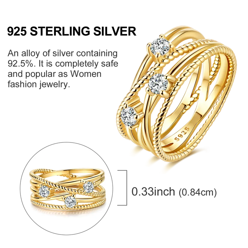 Sterling Silver Ring Gold Color