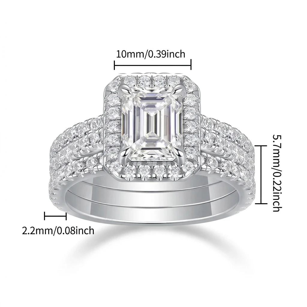 Sterling Silver Silver Square Moissanite Rings — product image 2