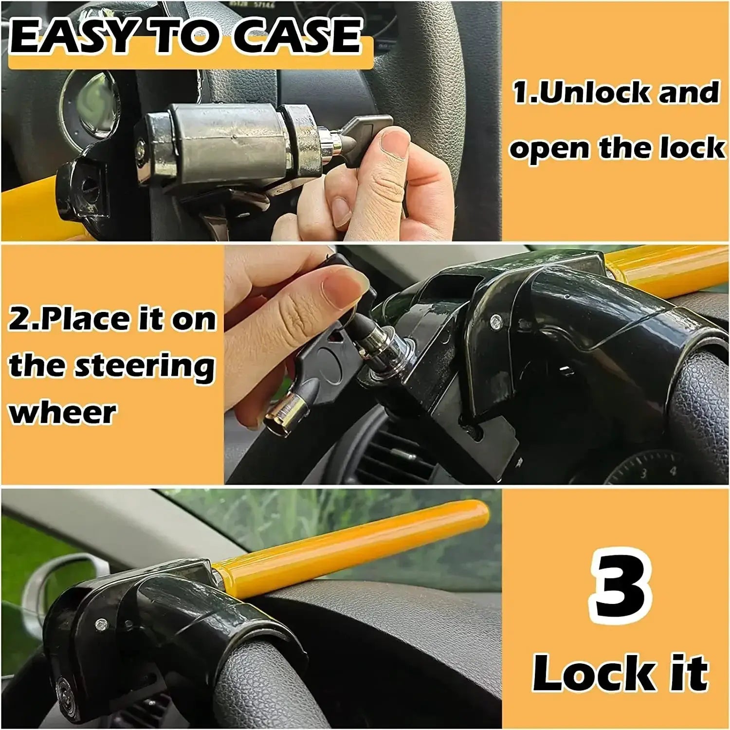 Universal Car Steering Wheel Lock Maximum Security - OurLum.com
