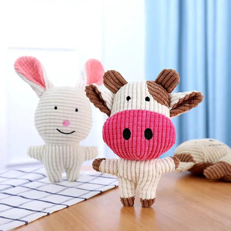 Donkey Shape Corduroy Squeaky Dog Toy Interactive Durable