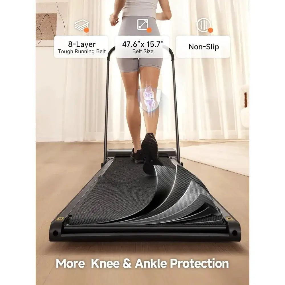 Foldable Walking Pad Treadmill with Handle Bar for Small Spaces and Office Use