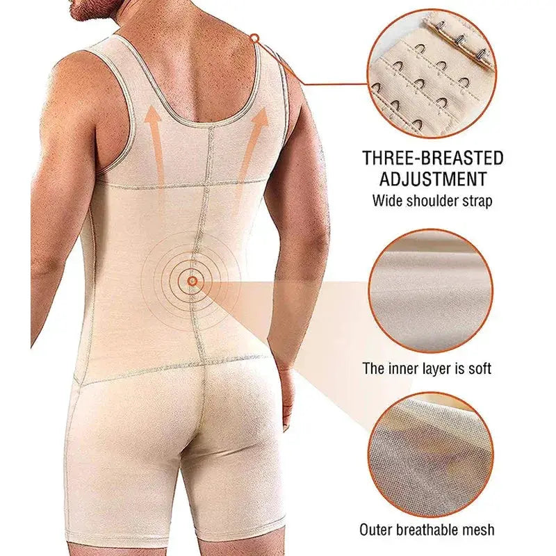 Mens Slimming Bodysuit Tummy Control Shapewear Comfort