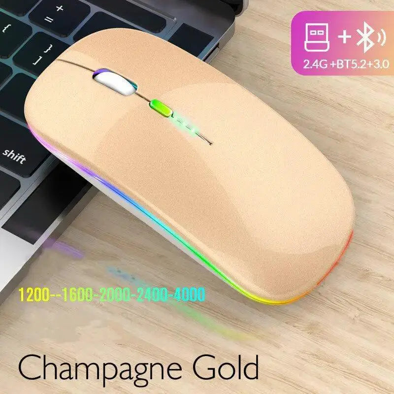 Bluetooth RGB Rechargeable Wireless Mouse for Gaming Laptop