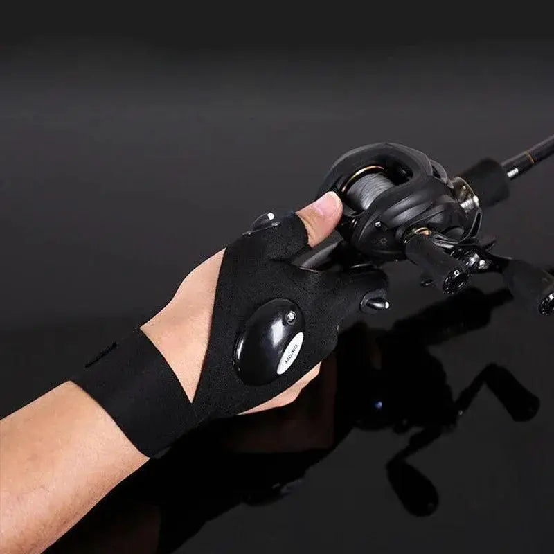 1 Pair Right and Left Charged Gloves Outdoor Hiking Fingerless Gloves with LED Light - OurLum.com