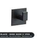 Black Aluminum Wall Hooks Set for Modern Bathroom Organizer