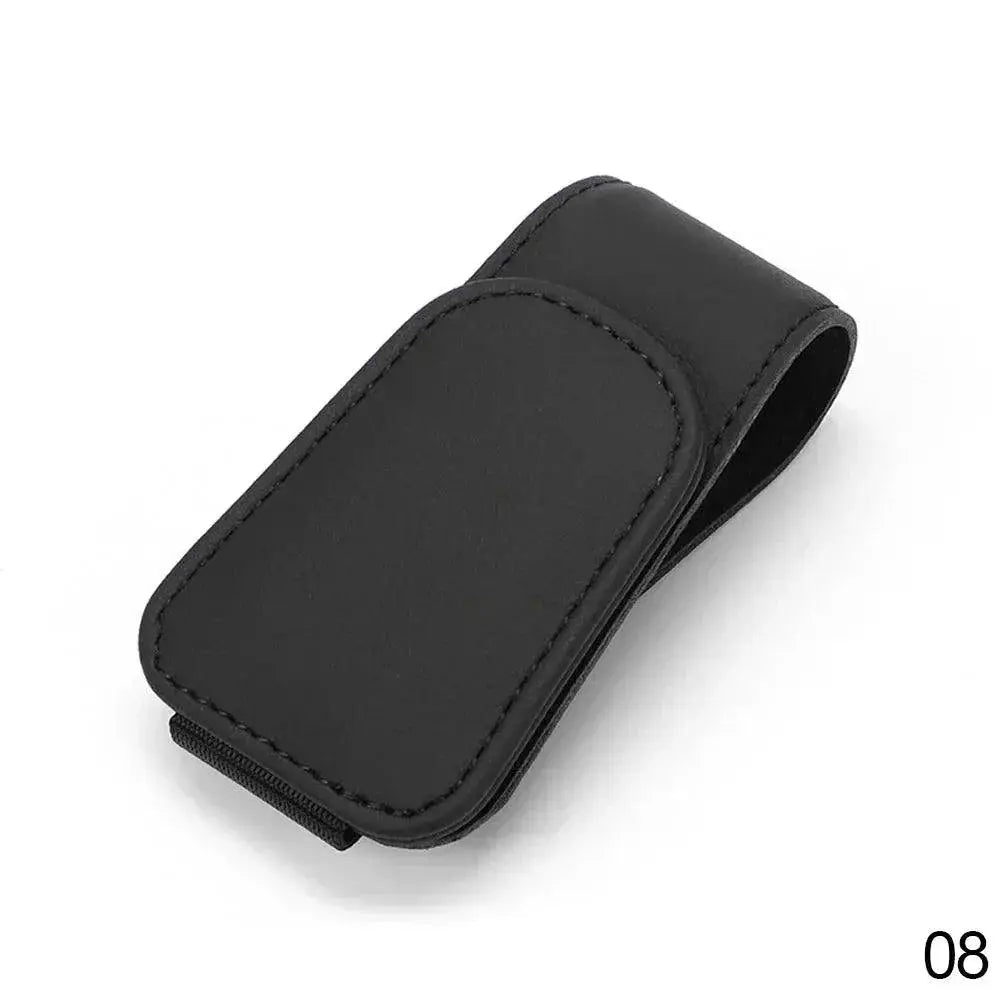 Sleek PU Leather Car Sunglasses Holder Clip Organizer
