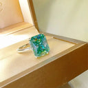925 Silver Mint Green Moissanite Ring