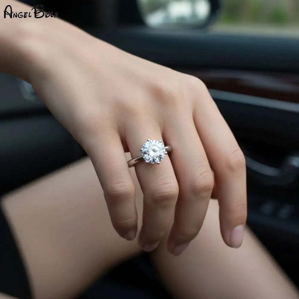 Moissanite Ring in Sterling Silver Classic 925 sterling silver — product view 1