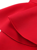 Red Ruffle Peplum Shoulder Dress Plus Size Evening Gown