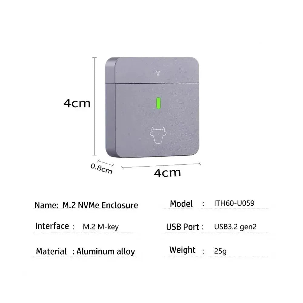 M.2 NVMe SSD Enclosure USB C Adapter High Speed 10Gbps