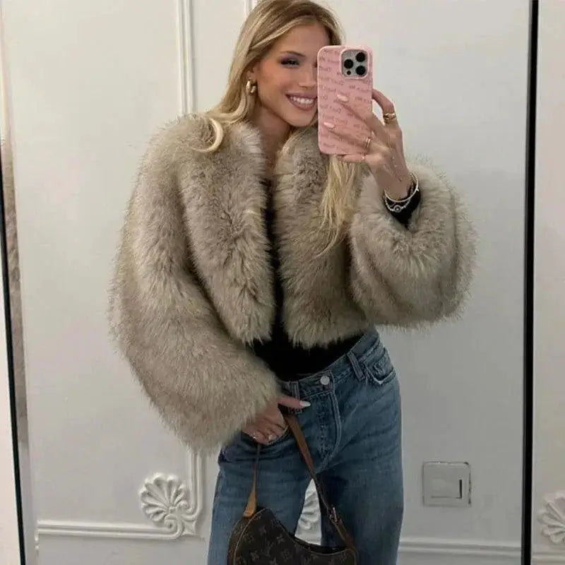 Stay Chic Cozy Luxurious Gradient Faux Fur Jacket Women
