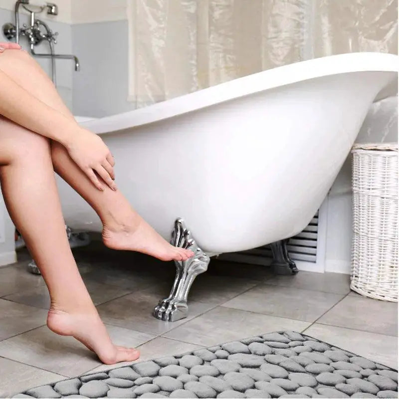 Ultra Soft Memory Foam Bath Mat Cobblestone Design Non Slip