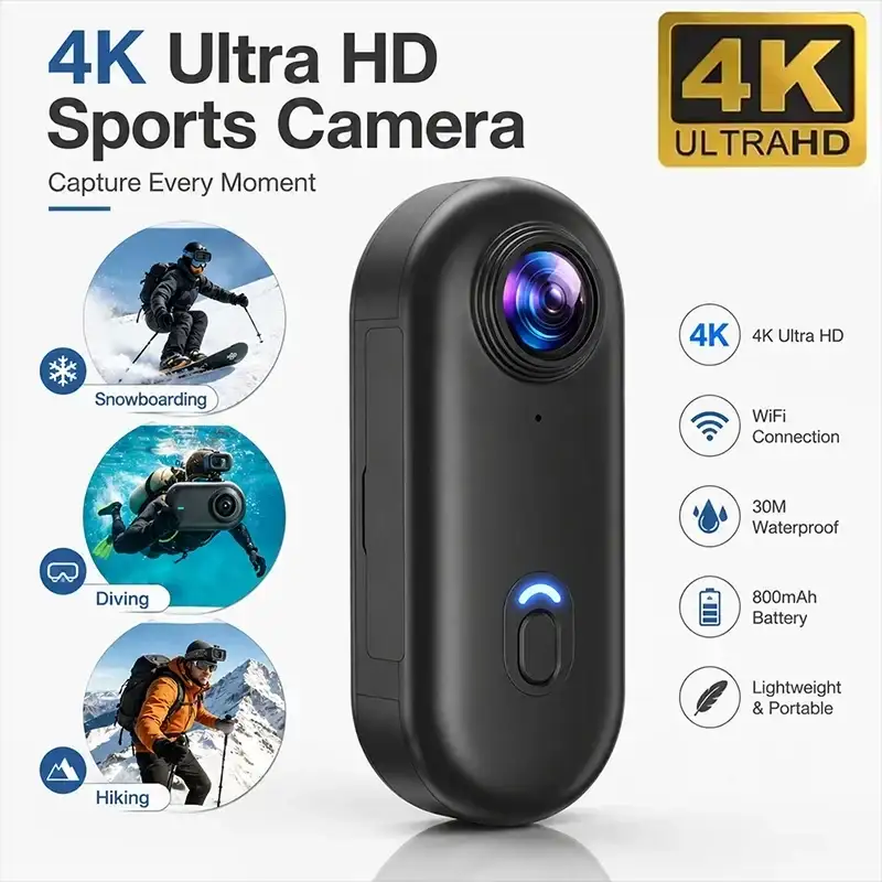 4K/1080P Mini Magnetic Action Camera HD WiFi Wireless Body Mount POV Holder Bodycam Vlogging Motorcycle Helmet Sports Video Cam