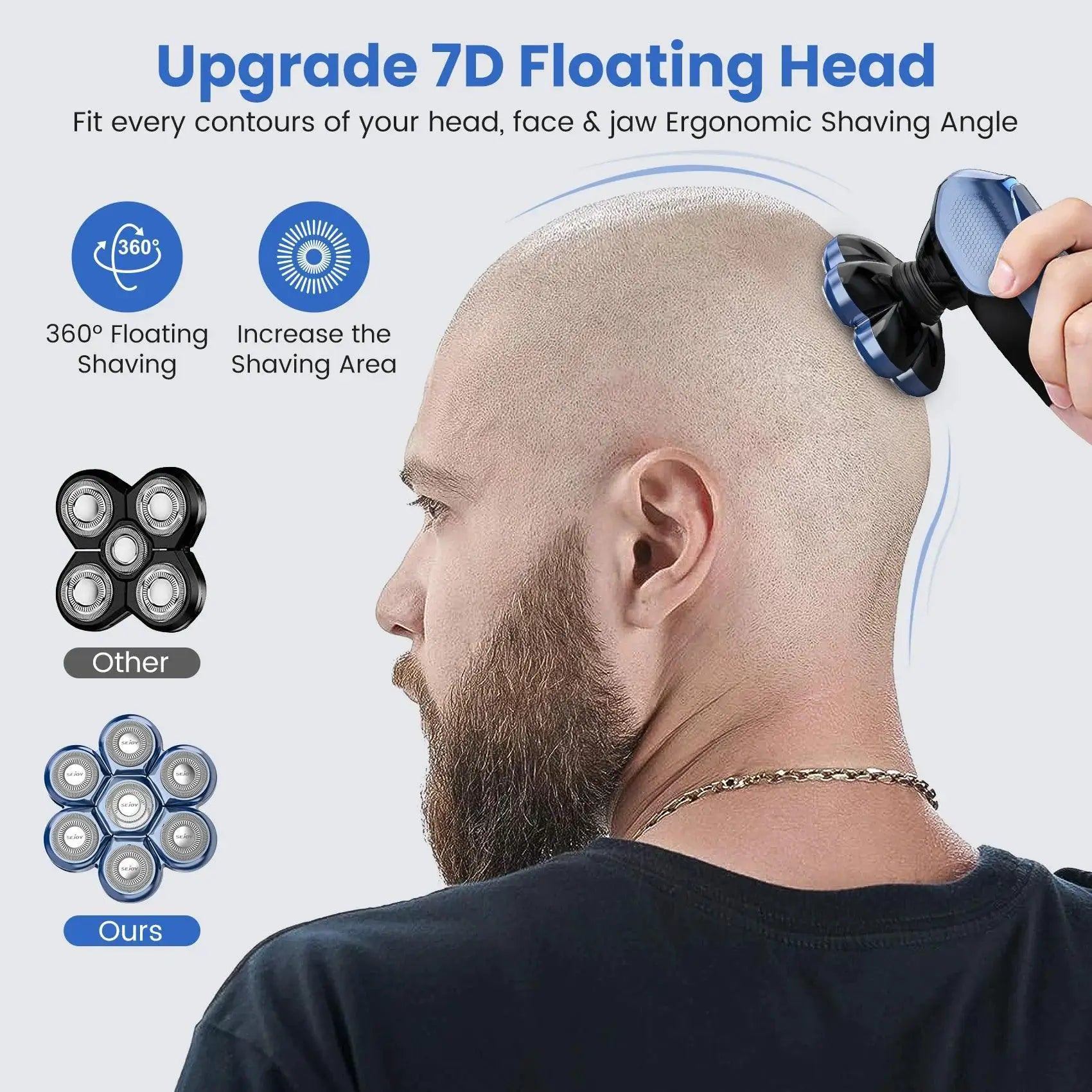 5 In 1 Electric Head Shaver Waterproof Kit For Bald Men