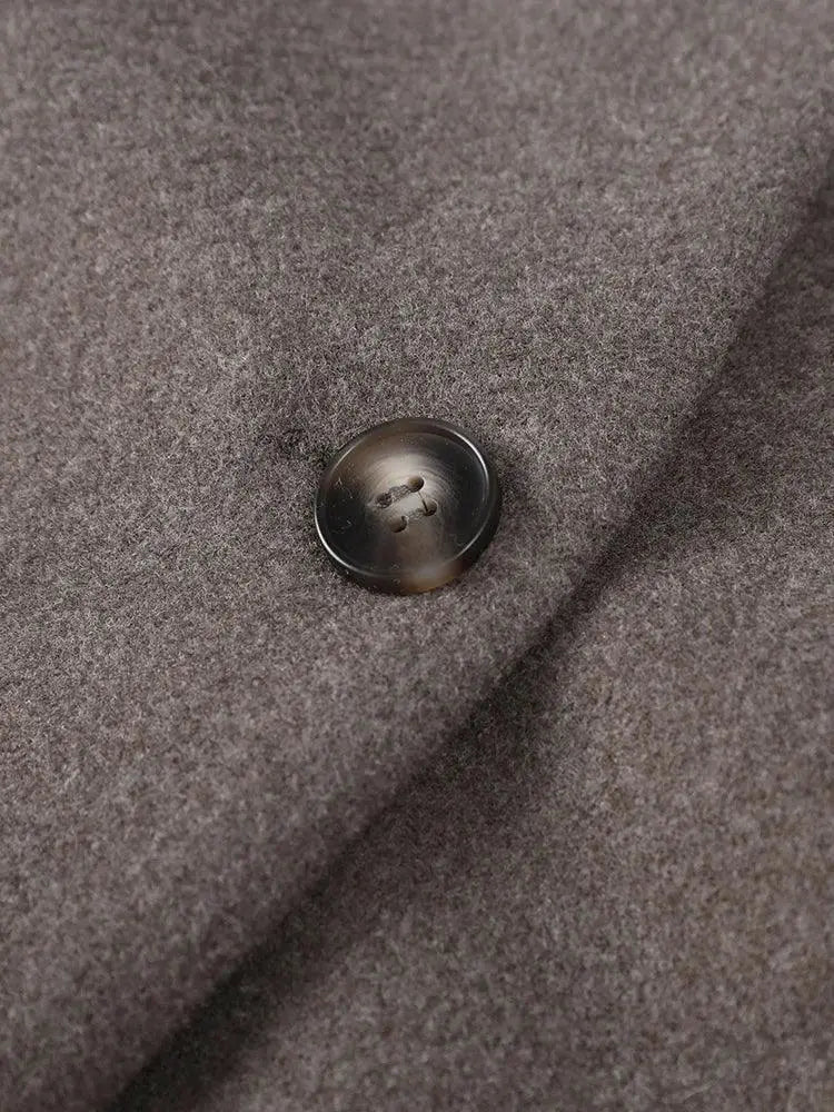 Chic Wool V Neck Coat For Women Elegant Office Jacket