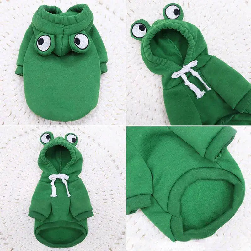 Autumn Frog Print Dog Hoodies Cute For French Bulldogs