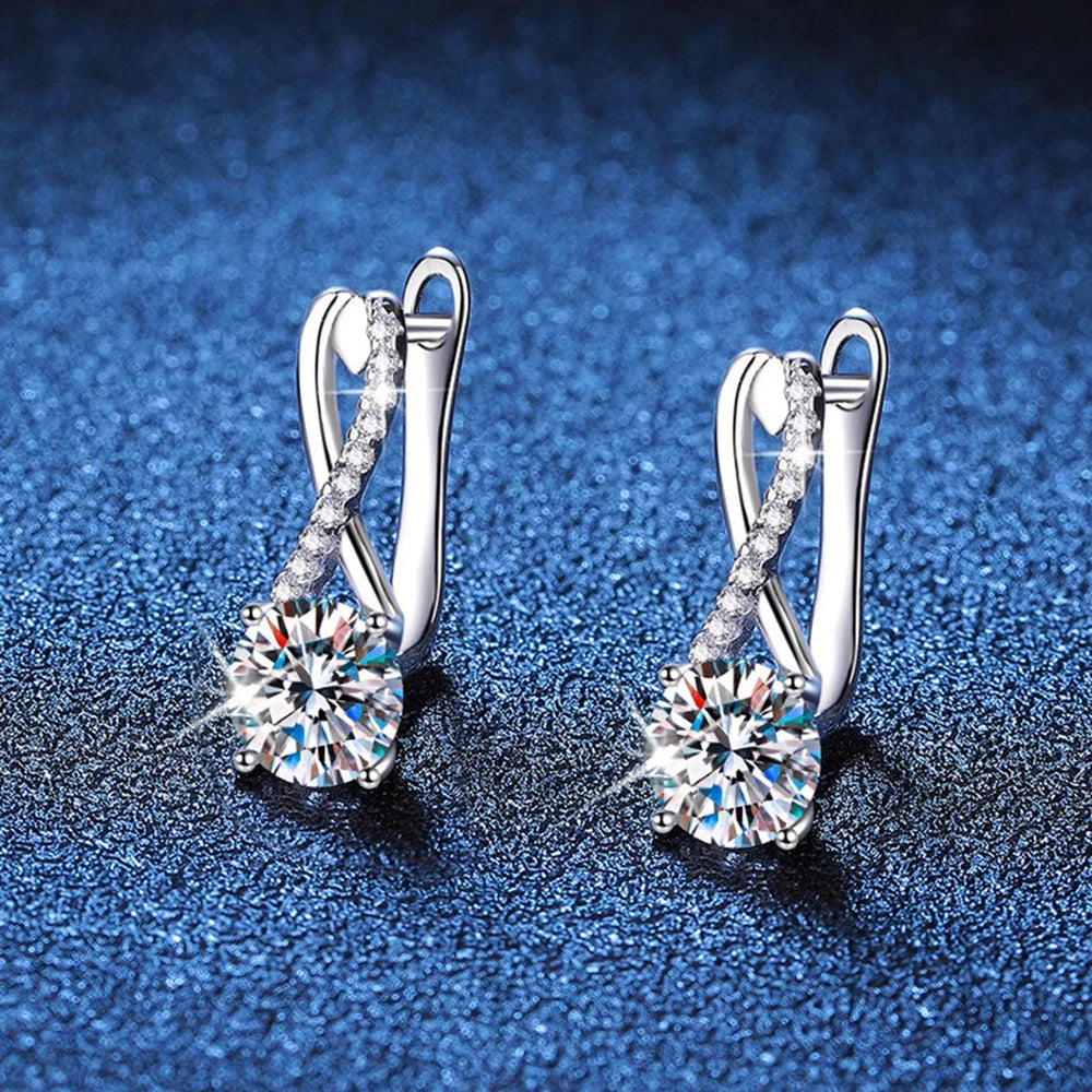 Drop Moissanite Earrings in Sterling Silver — product view 3
