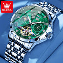OLEVS Men's Hollow Flywheel Moon Phase Wristwatch Luxury Timepiece