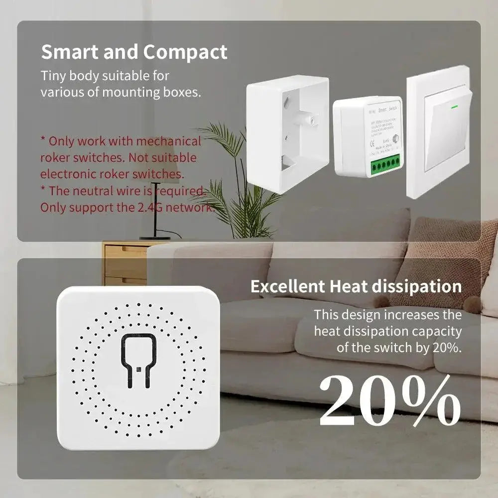 Mini WiFi Smart Switch Module For Alexa Google Voice Control