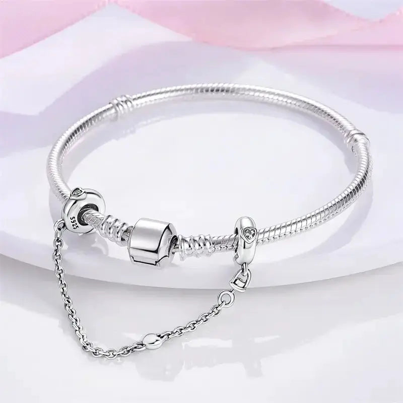 New 925 Sterling Silver Plated Butterfly Daisy Safety Chain Bead