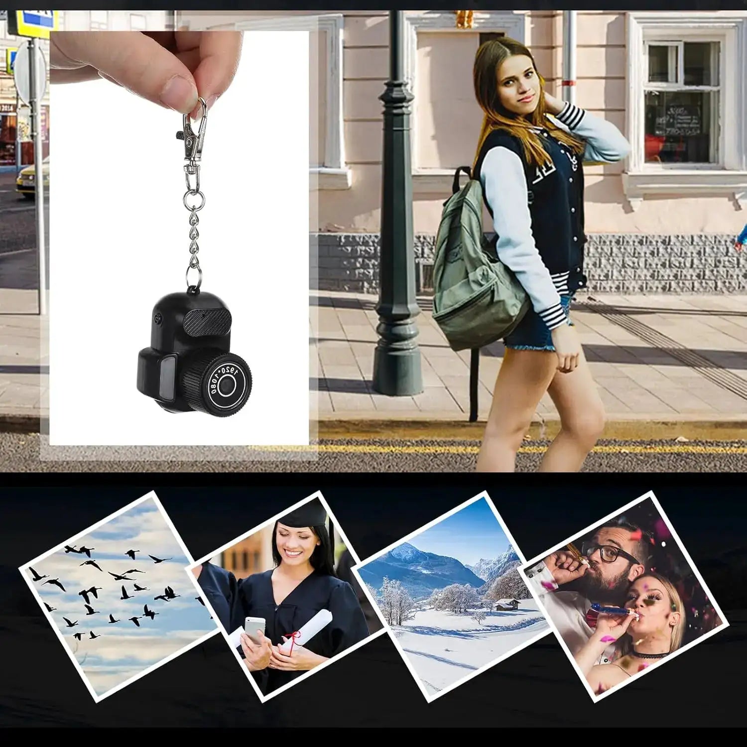 8MP Mini Y3000 Keychain Camera Photo Tiny Digital Body Cameras Thumb Cam DV Micro Camcorder Support SD Card With Screen for Kids
