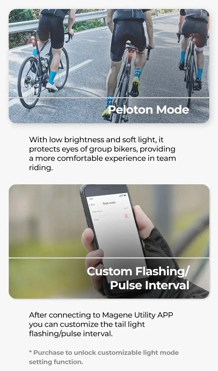 Magene Bike Radar Tail Light Headliight Bicycle Smart Rear Lighting Saddle Seatpost Ebike LED Cycling Taillight
