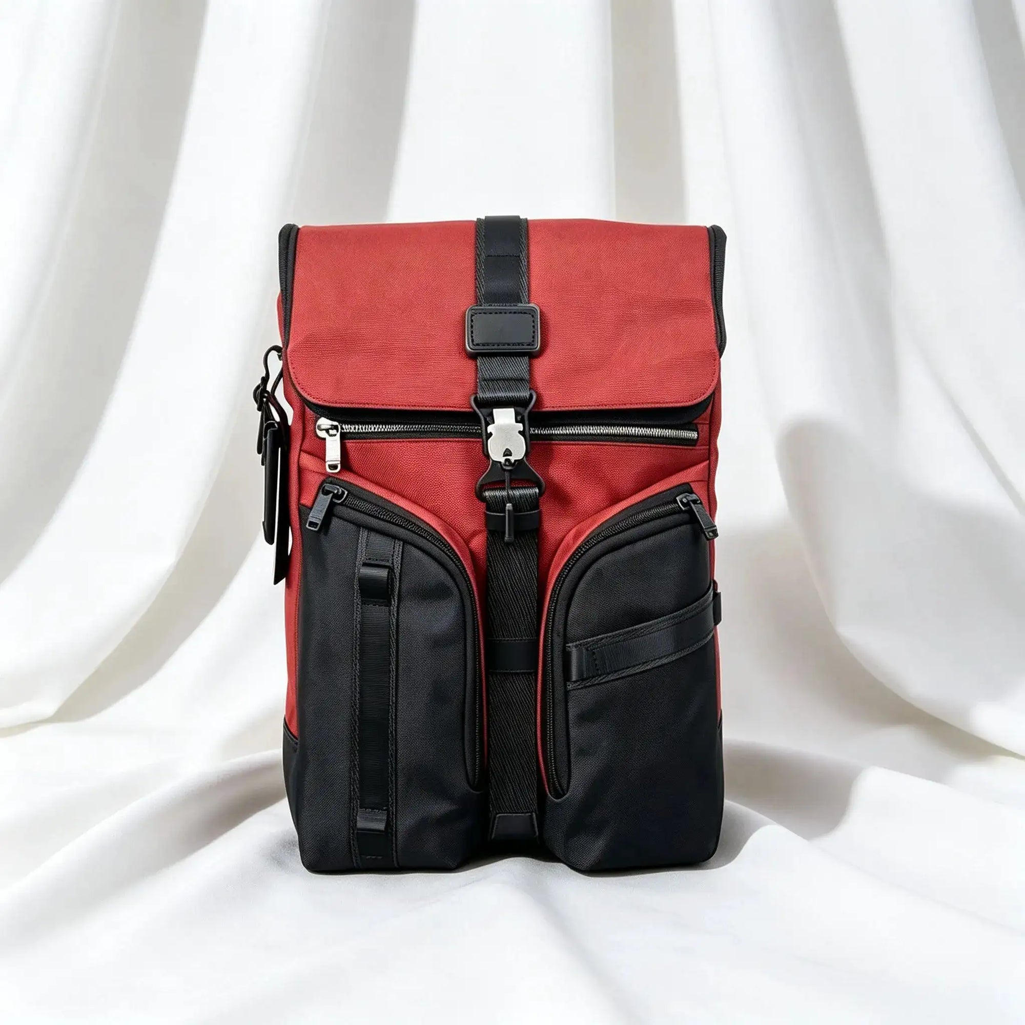 Men’s Large Capacity Roll‑Top Flip Cover Backpack, Magnetic Buckle Closure Rucksack, 43×33×17cm
