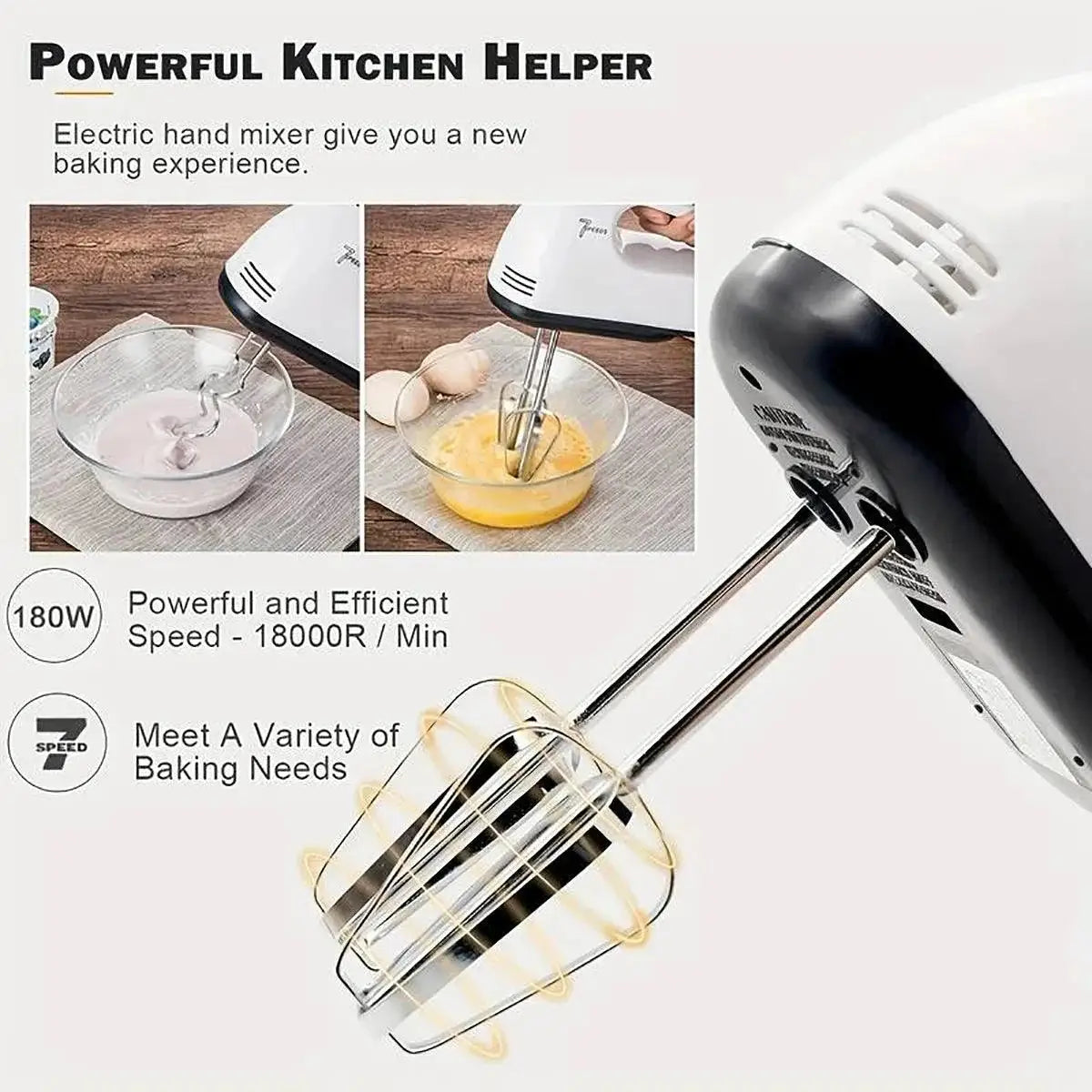 Handheld Electric Egg Beater Mini 7 Speed Mixer Pro Edition