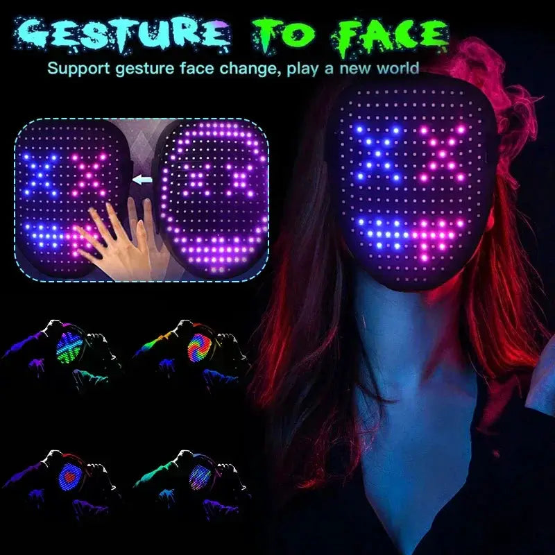 Led Luminous Mask RGB Full Color Face Changing Glowing Mask