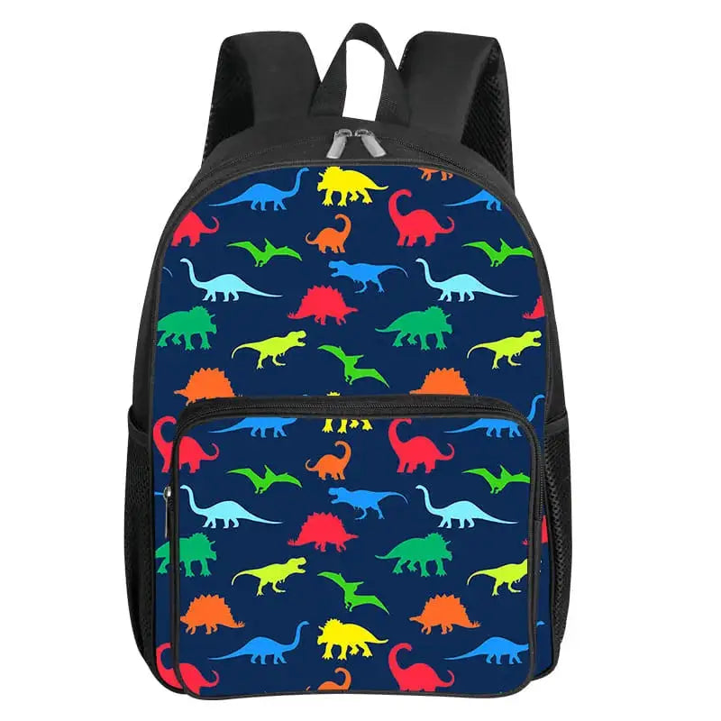 Dinosaur Pattern Square Front Pocket Backpack for Boy and Girls Best Gifts 2D Flat Cartoon SchoolBags for Children