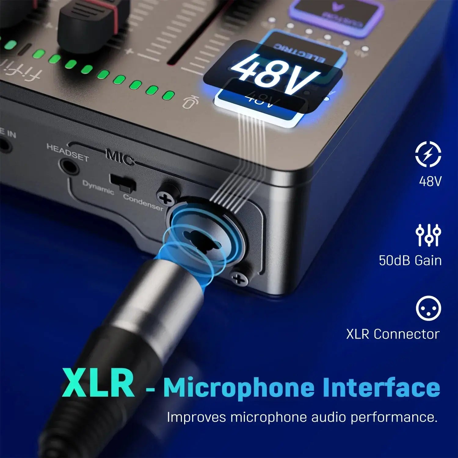 Gaming Audio Mixer Streaming RGB 4 Channel XLR Interface