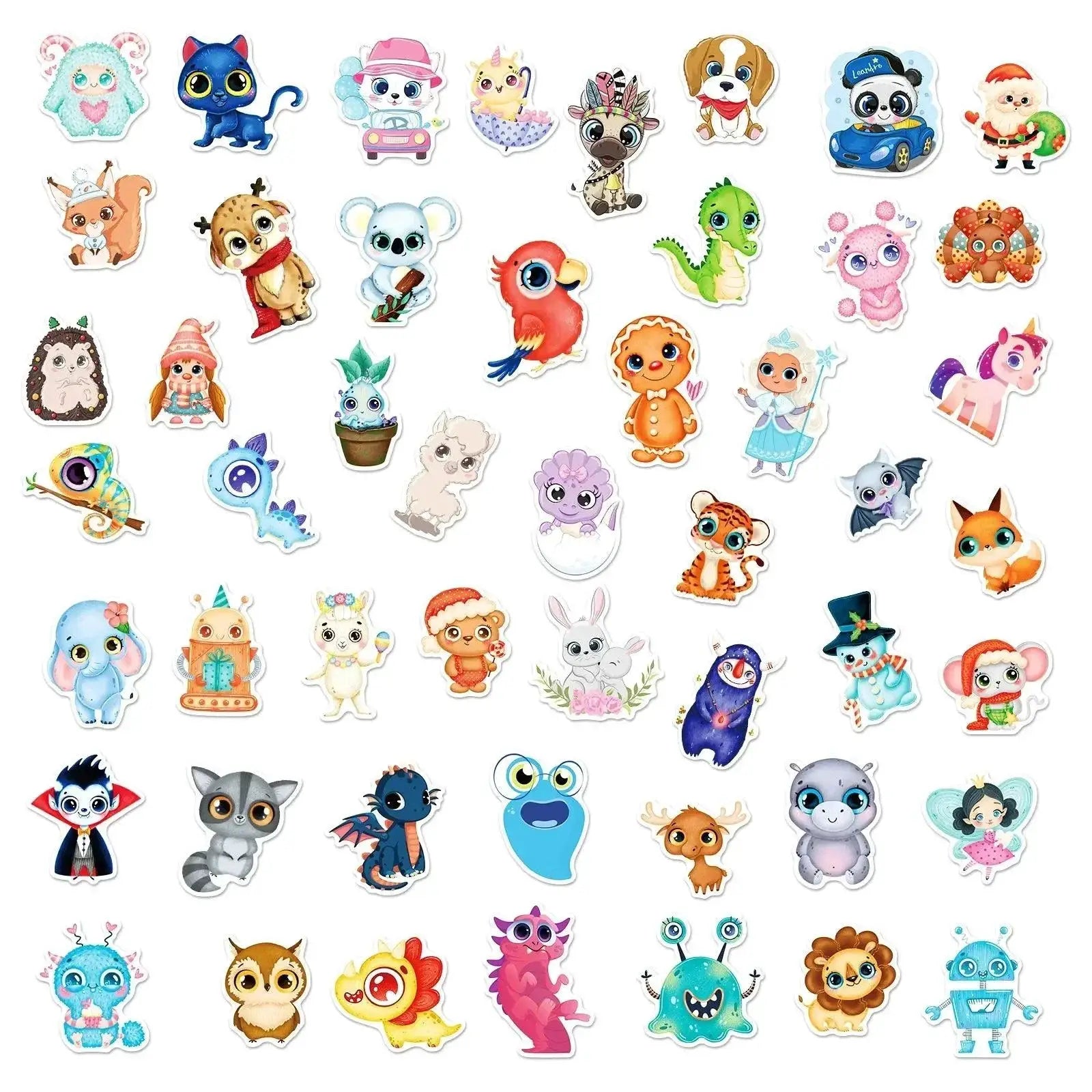 Cute Big Eyes Animal Stickers for Laptop Phone Guitar Decor