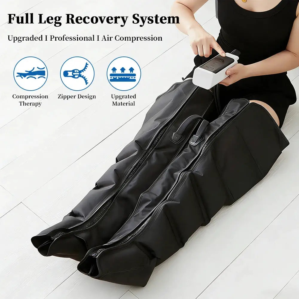 Air Compression Leg Massager Full Leg Foot Calf Knee Massage Boots for Athletes Seniors Post-Workout Muscle Recovery & Relief