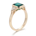 Sterling Silver Silver Gold Lab Grown Emerald Ring