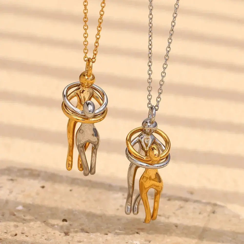 La Muses Mixed Color Couple Hug Pendant Necklace for Women