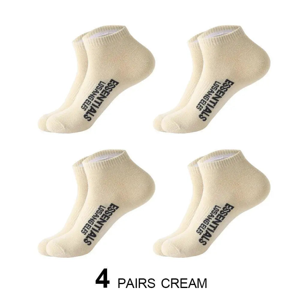 Trendy Hip Hop Low Cut Socks 4 Pack Cotton Style Unisex