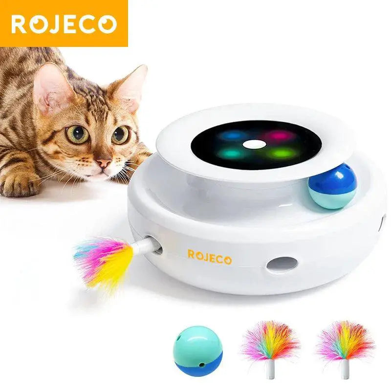 ROJECO Smart Interactive Cat Dog Toy Set With Feather Balls