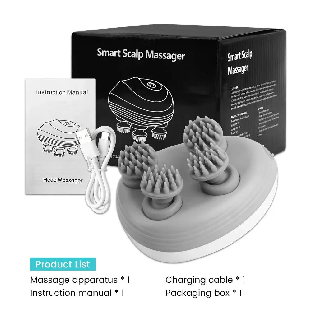 Electric Head Scalp Massager With 4 Kneading Heads