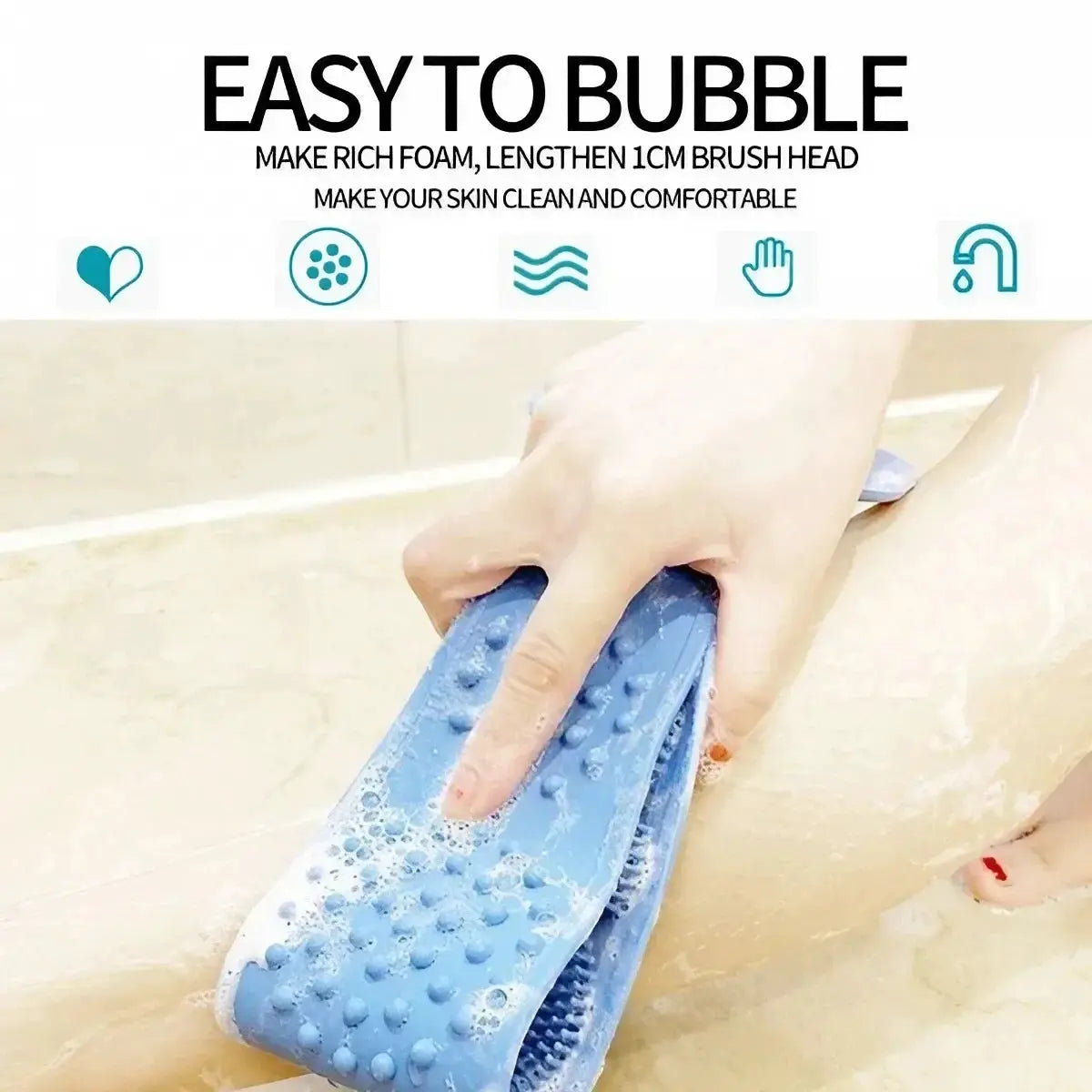 Silicone Bath Towel Massage Bath Brush Long Strip For Back