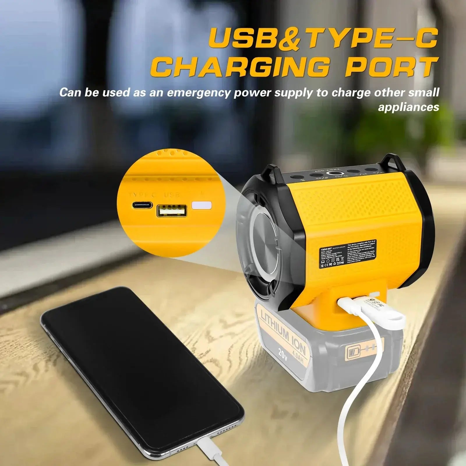 Cordless Bluetooth Speaker With USB Type C Port Portable