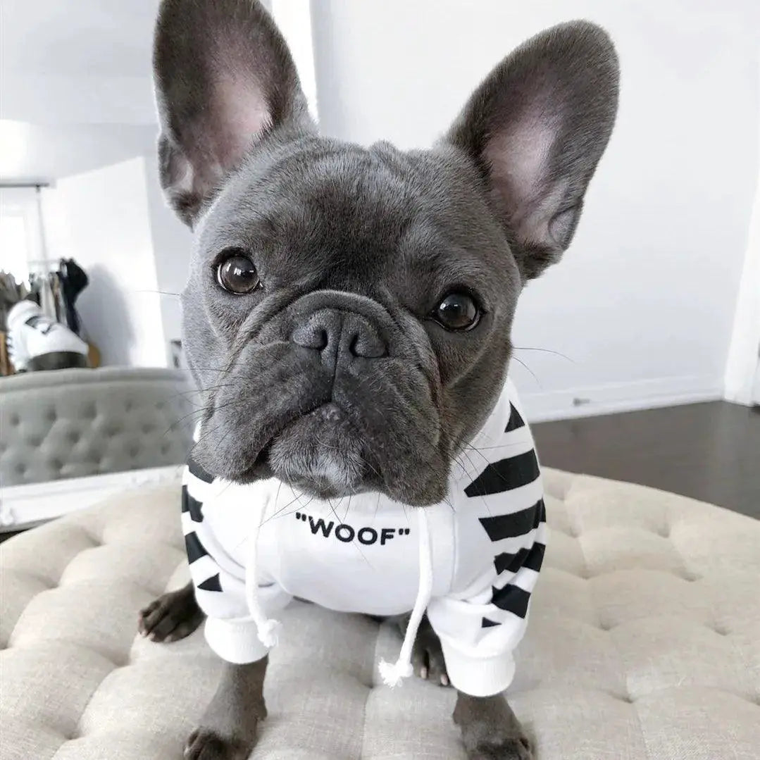 Adidog Stripe Hoodie For French Bulldog Pet Clothes