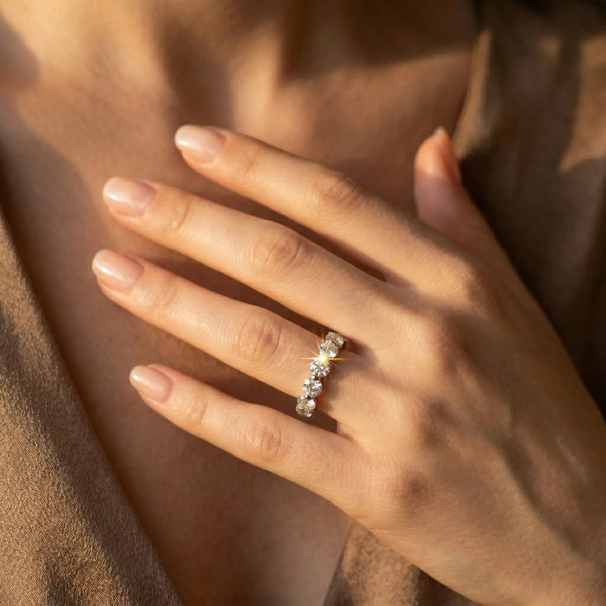 Moissanite Ring in Sterling Silver Wave — product view 5