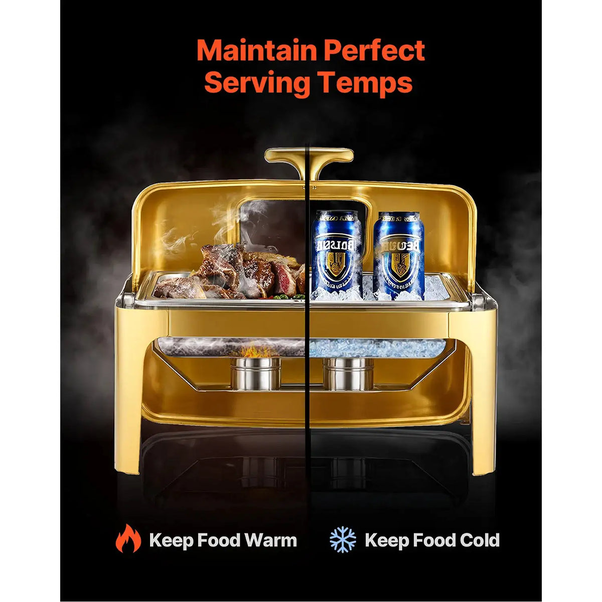 SucceBuy Roll Top Chafing Dish Buffet Set Stainless Steel Chafer — product view 4
