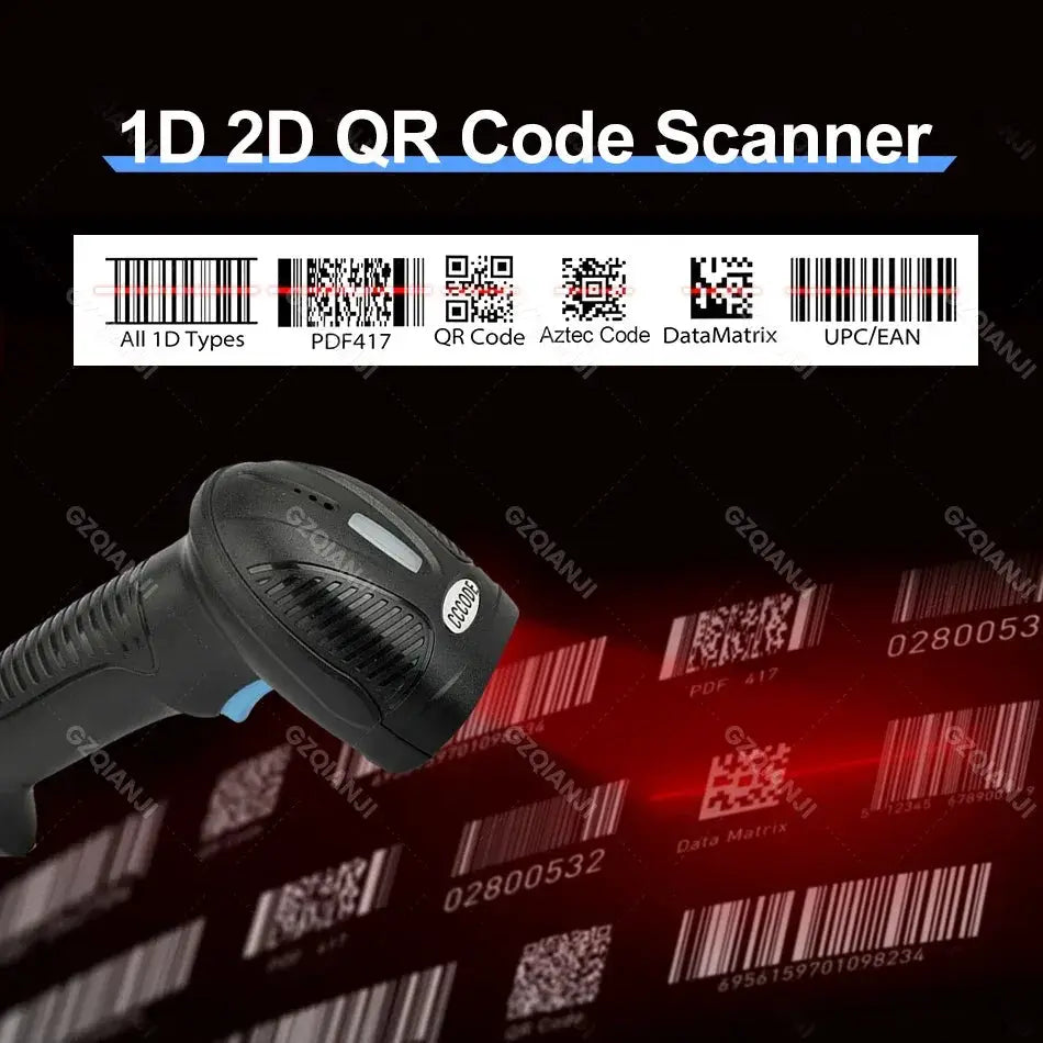 3 In 1 Wireless Bluetooth USB Barcode Scanner Portable Reader