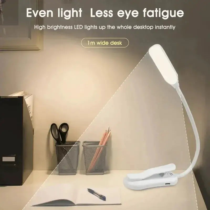 Book Light LED Rechargeable Reading Lamp 7 LED Flexible Clip 3-Level Warm Cool White for Bed Night Reading Travel Home