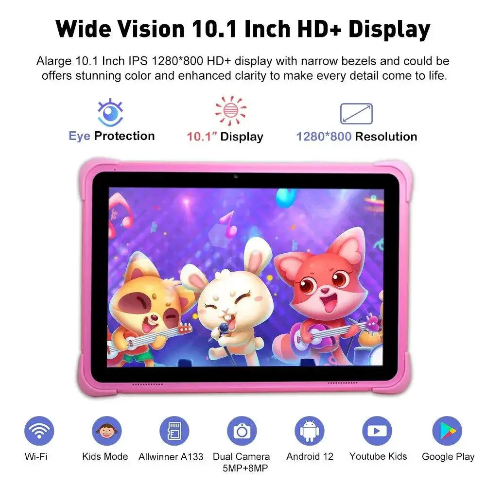 Cwowdefu Kids Tablet 10.1 Inch Android 12 Parental Controls