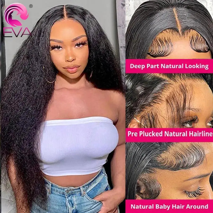 Eva Hair Kinky Straight Lace Wig 360 Full Lace Human Hair